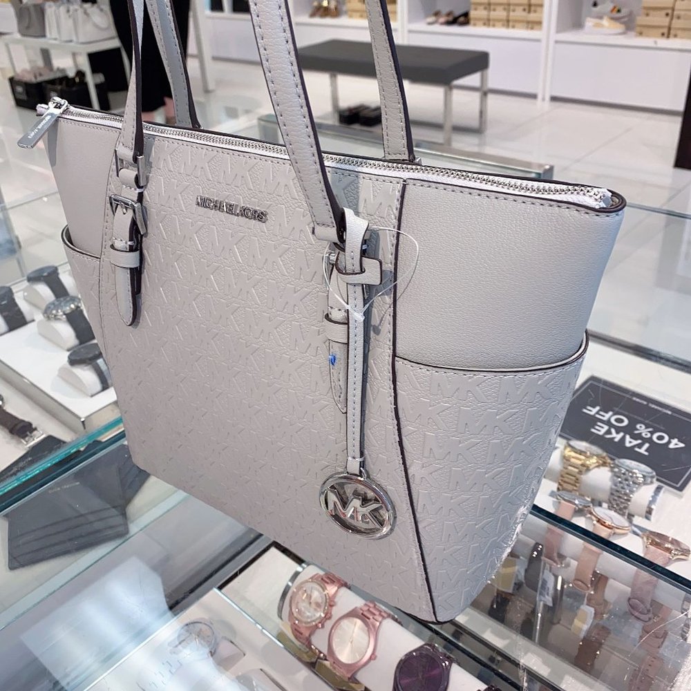 MK CHARLOTTE LG TOP ZIP TOTE Aluminum - Picture 3 of 6